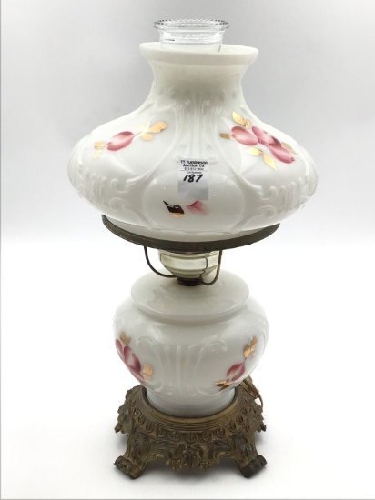 Electrified Floral Paint Design Dbl Globe Lamp