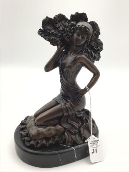 Bronze Art Deco Statue-Lady Dancer Kneeling