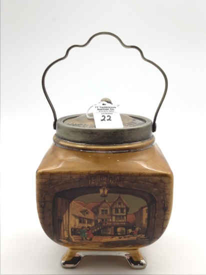 Englishware Footed Biscuit Jar w/ Lid & Handle