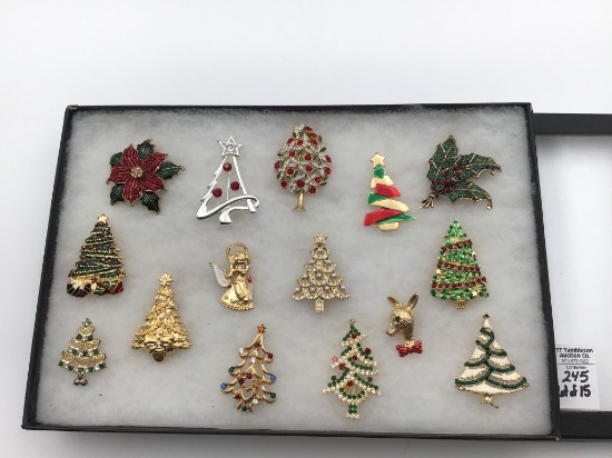 Collection of Christmas Jewelry Pins