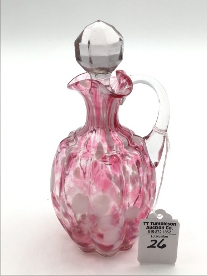 Vintage Cranberry Opalescent Cruet w/ Stopper