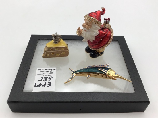 Lot of 3 Jeweled Boxes Including Solid Perfume