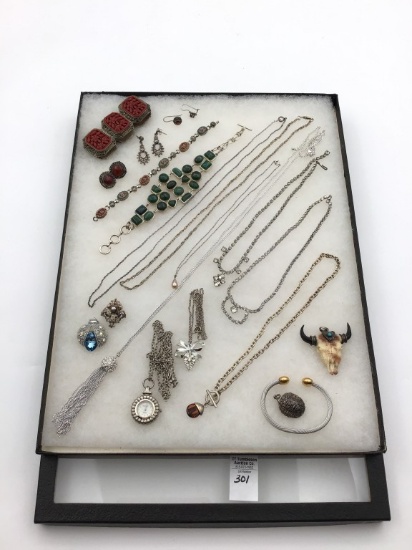 Group of Ladies Mostly Silver Costume Jewelry