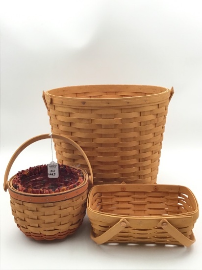 Lot of 3 Various Size Longaberger Baskets