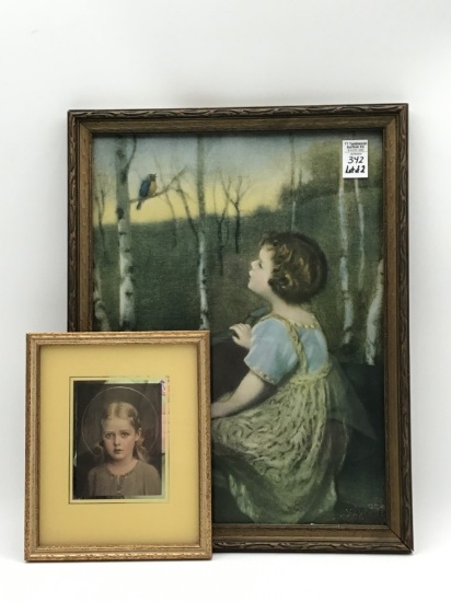 Lot of 2 Framed Prints Including Girl w/