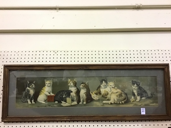 Framed Vintage Yard Long of Kittens