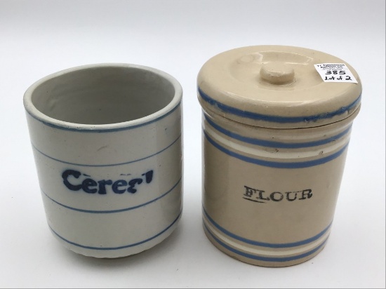 Lot of 2 Including Stoneware Blue & White Banded