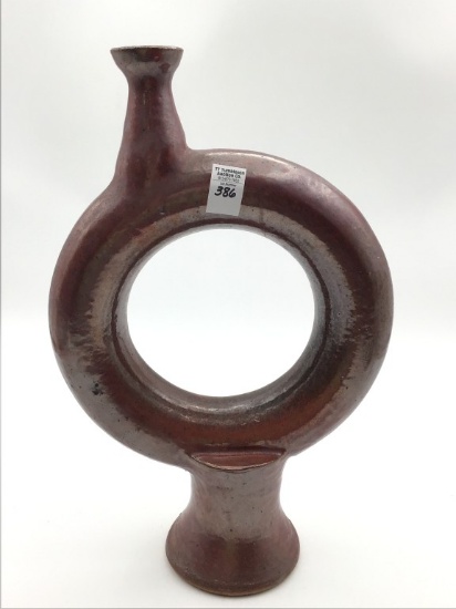 Unusual Redware Shoulder Jug (18 Inches Tall