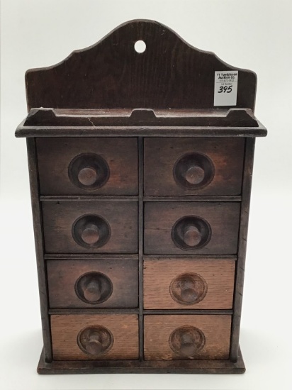 Wall Hanging Primitive Wood 8 Drawer Spice
