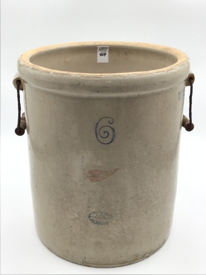 6 Gal Stoneware Crock Front Marked Redwing