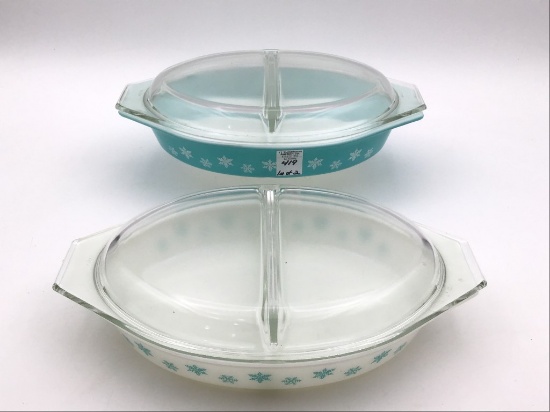 Set of 2 Vintage Pyrex Two Divided Casserole