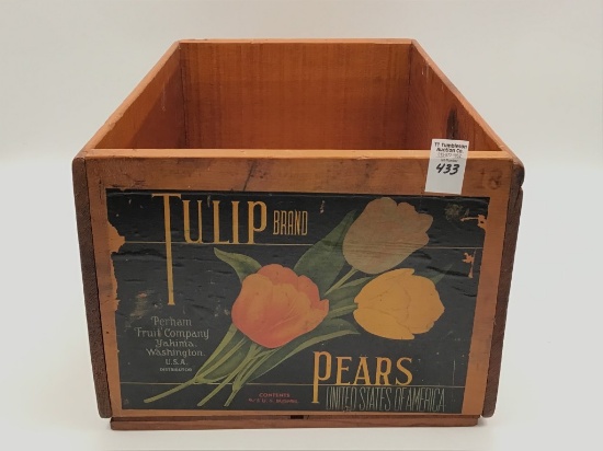 Wood Adv. Box Tulip Brand Pears USA