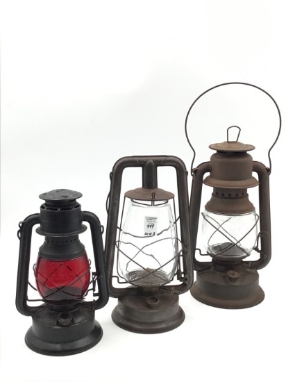 Lot of 3 Lanterns Including Dietz Little Wizard