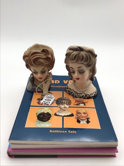 Lot of 2 Vintage Ladies Head Vases Including