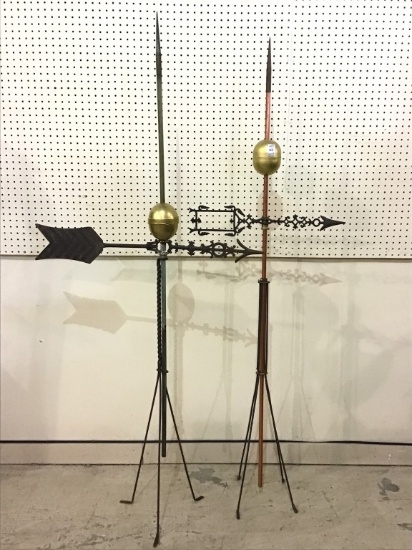 Lot of 2 Lightening Globe Stands w/ Metal