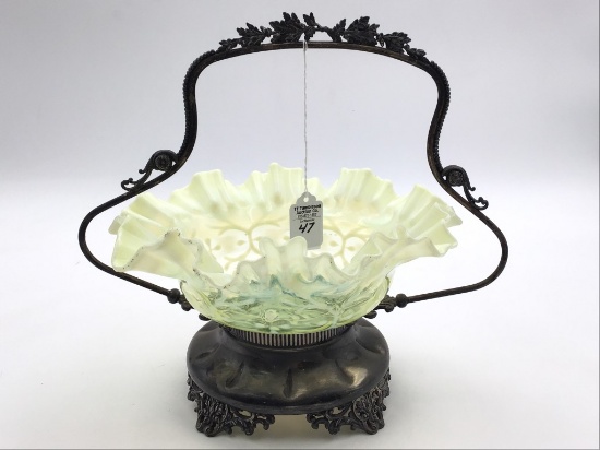 Victorian Brides Basket w/ Holder Marked