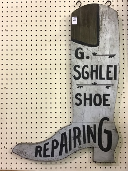 Dbl Sided Wood Adv. Sign in Shape of Shoe