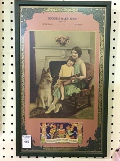 Framed Adv. Calendar From Becker's Bake Shop