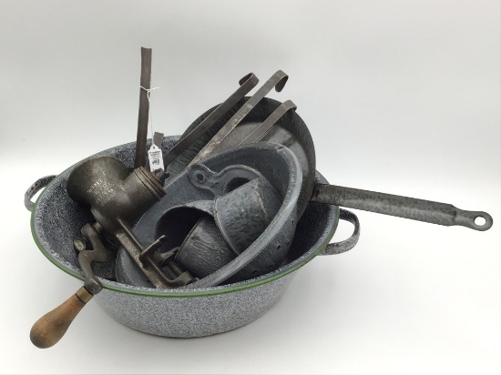 Lg. Group of Grey Porcelain/Graniteware Including