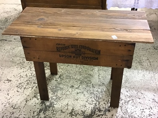 Homemade Primitive Table w/ Adv. Republics