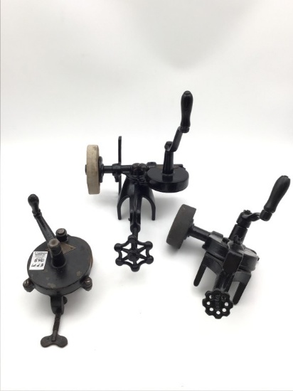 Lot of 3 Antique Hand Crank Bench Mount Grinders
