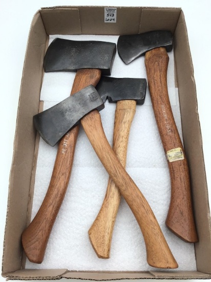 Lot of 4 Vintage Wood Handled Axes Including