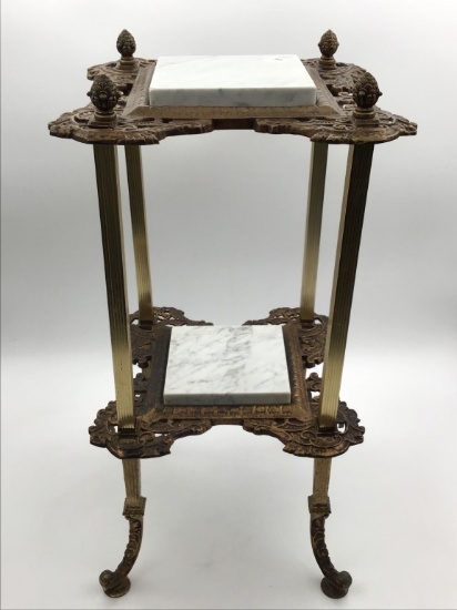 Very Nice Brass Fern Stand w/ Lower & Upper White