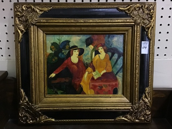 Framed Oil Impressionist Portrait of Ladies