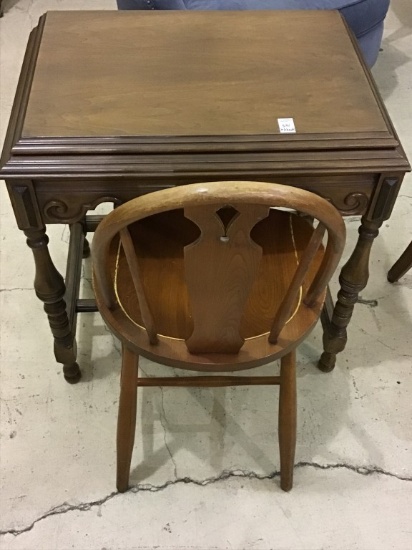 Sm. Wood Lamp Table w Wood Chair