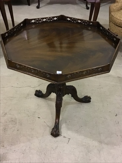 Wood Carved Claw Foot Octagon Table