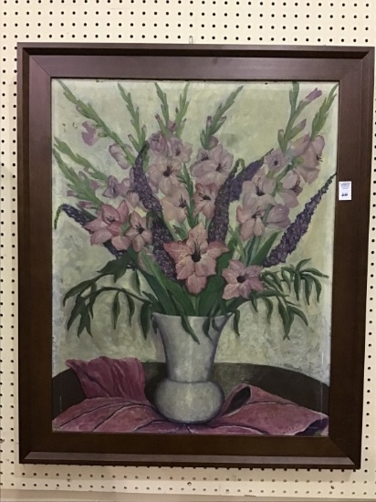 Lg. Framed Floral Painting Bouquet of Flowers