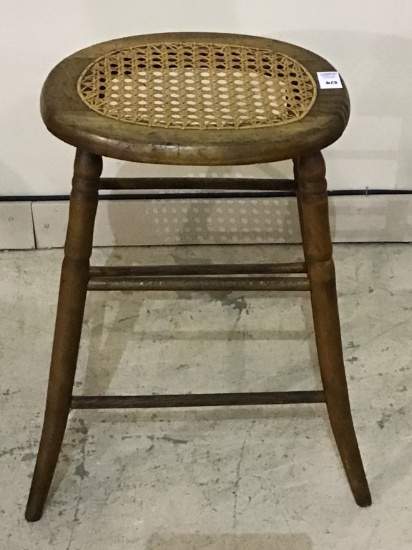 Antique Cane Seat Stool (22 Inches Tall)