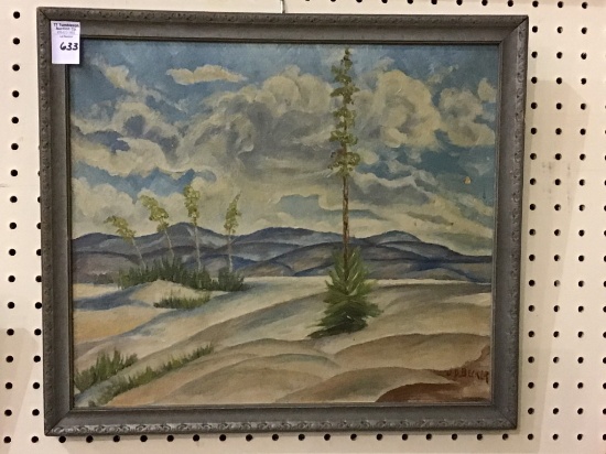 Framed Landscape Painting on Board by JD Becker