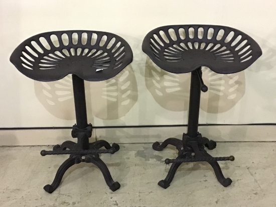 Lot of 2 Matching Iron Machinery Type Seat
