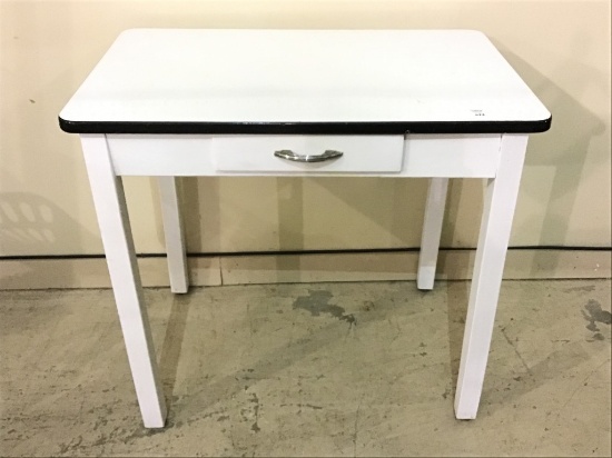 Black & White Porcelain Top One Drawer Work Table