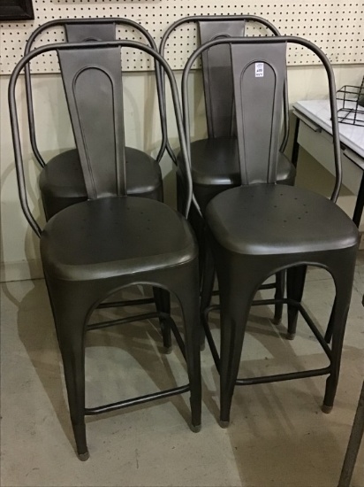 Lot of 4 Matching Metal Bar Stools