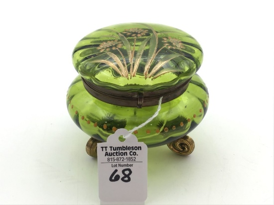 Antique Moser Enamel Floral Design Powder Jar