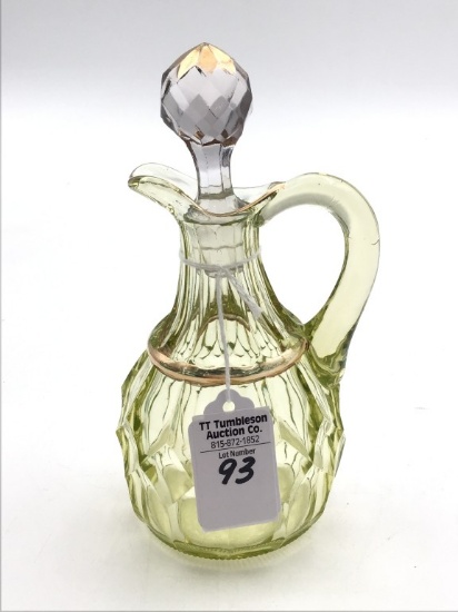 Vintage Vaseline Glass Cruet w/ Stopper