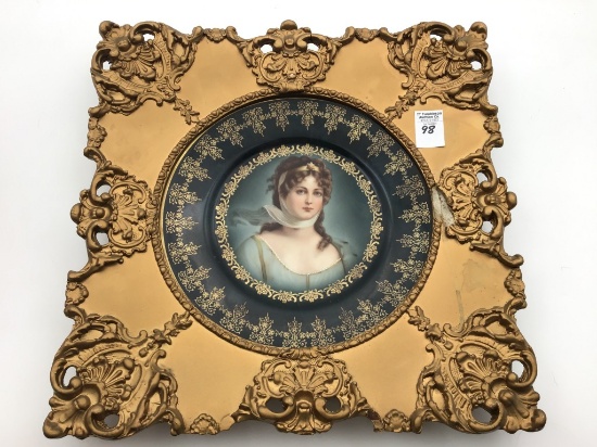 Ornate Framed Victorian Ladies Portrait Plate
