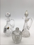 Lot of 3 Including 2-Glass Cruets w/ Stoppers-