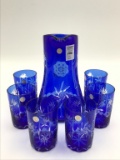 Cobalt Blue Cut to Clear 7 Piece Set Including