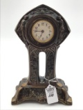 Sm. Heavy Brass Clock w/ Victorian Lady Design-