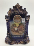 Vintage Cobalt Blue & Gold China Wind up Clock