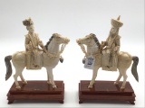 Pair of Very Nice Carved Chinese Ivory Warriors
