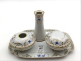 4 Piece Nippon Hand Painted Blue Birds Dresser