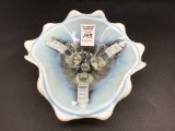 Northwood White Opalescent Jackson Footed Bowl