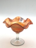 Fenton Carnival Glass Stemmed Compote-Marigold