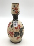 Bristol Glass Hand Painted Floral Design Vase