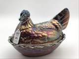 Lg. Fenton Carnival Glass Chicken on the
