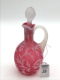 Vintage Cranberry/Opalescent Daisy & Fern